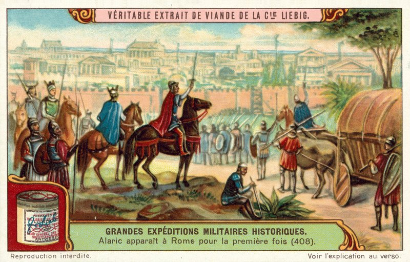 Alaric, King of the Visigoths, Arrives at the Gates of Rome for the First Time, 408 by European School