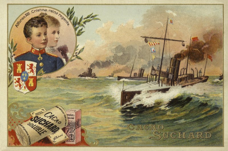 Alfonso XIII of Spain and his mother, Maria Christina of Austria, Spanish-American War, 1898 by European School