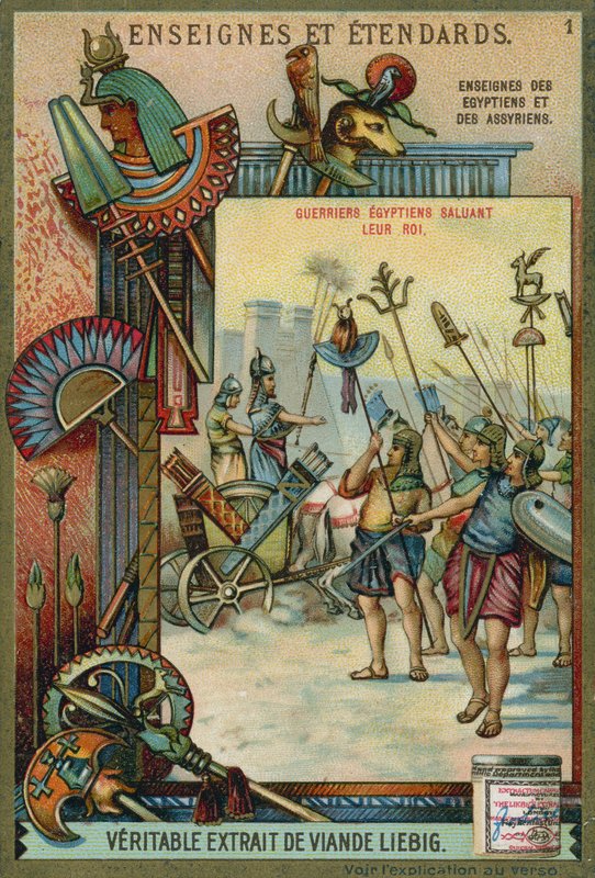 Ancient Egyptian warriors saluting their king by European School