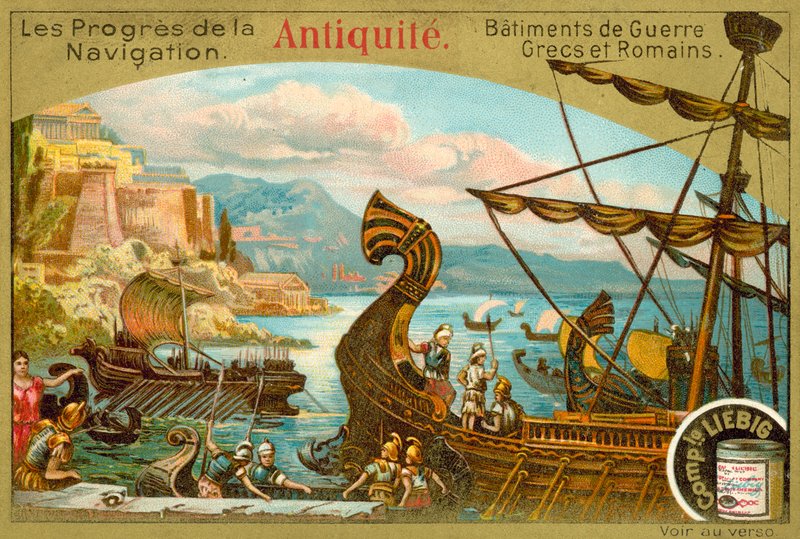 Ancient Greek and Roman war galleys by European School