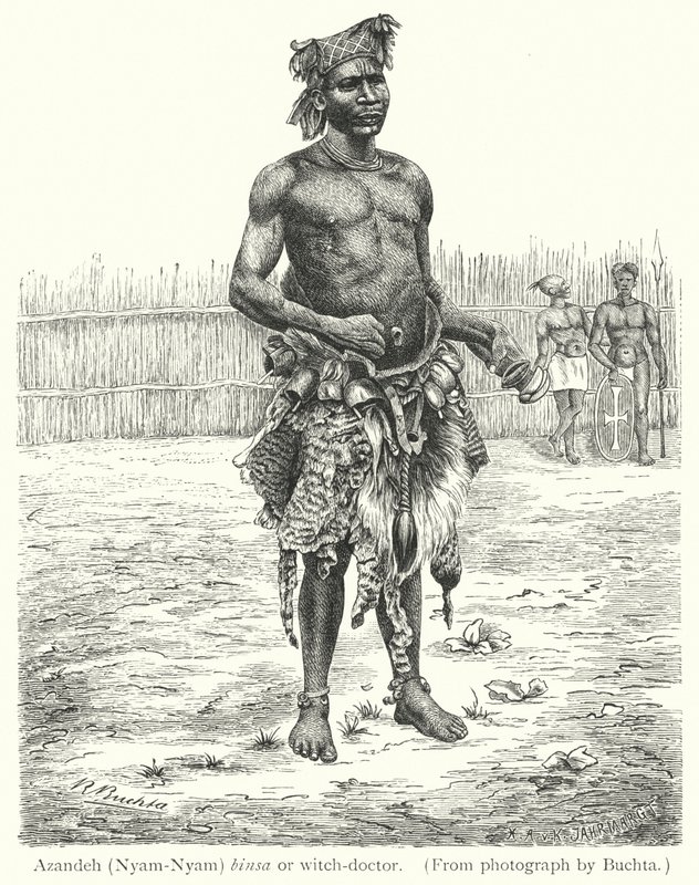 Azandeh (Nyam-Nyam) binsa or witch-doctor by European School