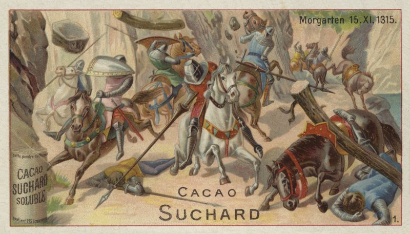 Battle of Morgarten, Switzerland, 15 June 1315 by European School