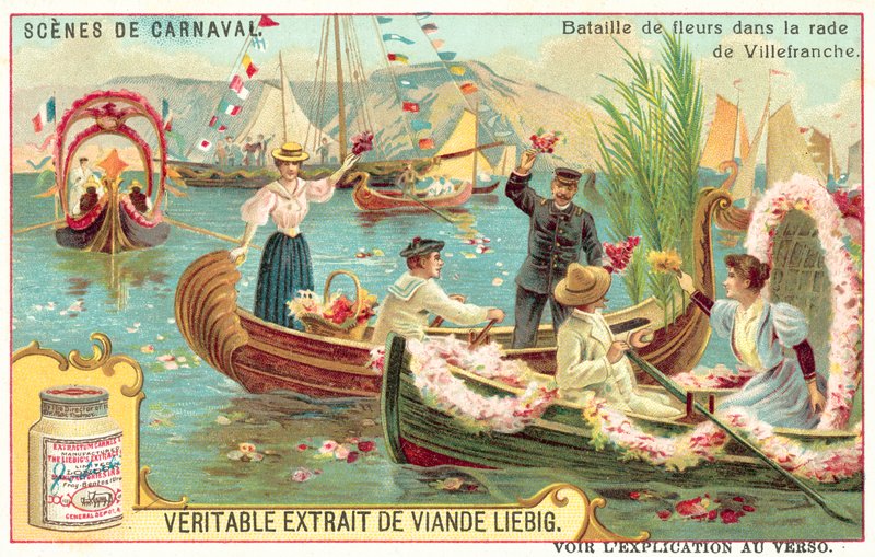 Battle of flowers in the harbour of Villefranche, France by European School