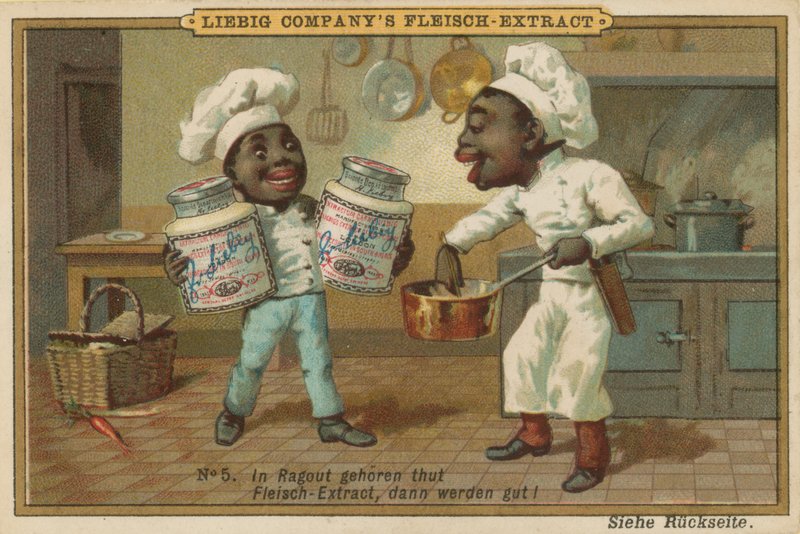 Cartoon Africans Cook with Liebig Meat Extract by European School