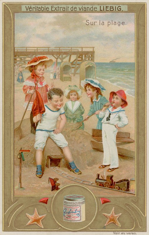 Children Playing with Toy Train Set by European School