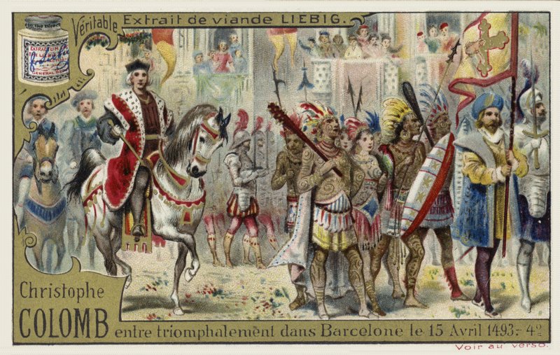 Christopher Columbus Enters Barcelona in Triumph, 15 April 1493 by European School