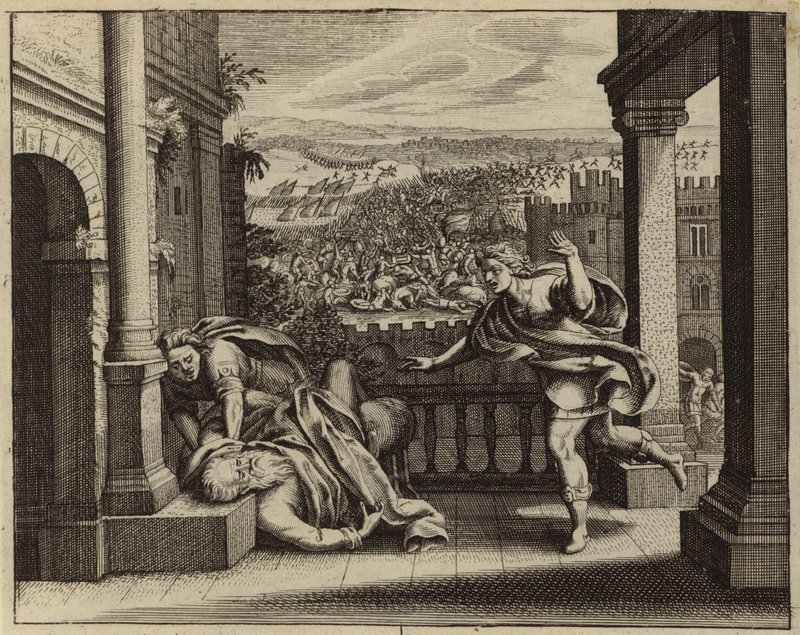 Death of Eli After the Philistines Capture the Ark of the Covenant from the Israelites (engraving) by European School