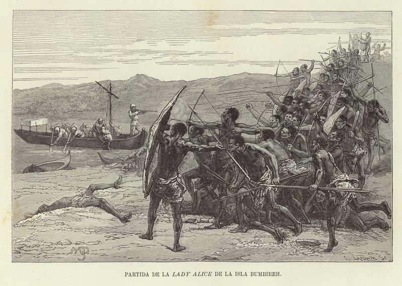 Departure of the Lady Alice from Bumbireh Island by European School