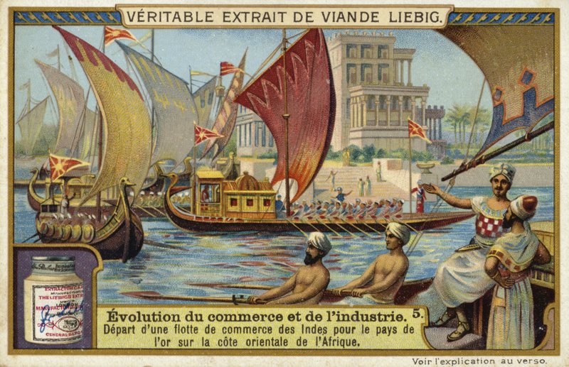 Departure of a trading fleet from India for the land of gold on the East coast of Africa by European School