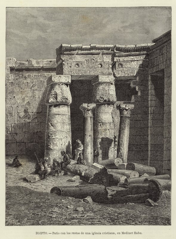 Egypt - Courtyard with the Remains of a Christian Church in Medinet Habu by European School