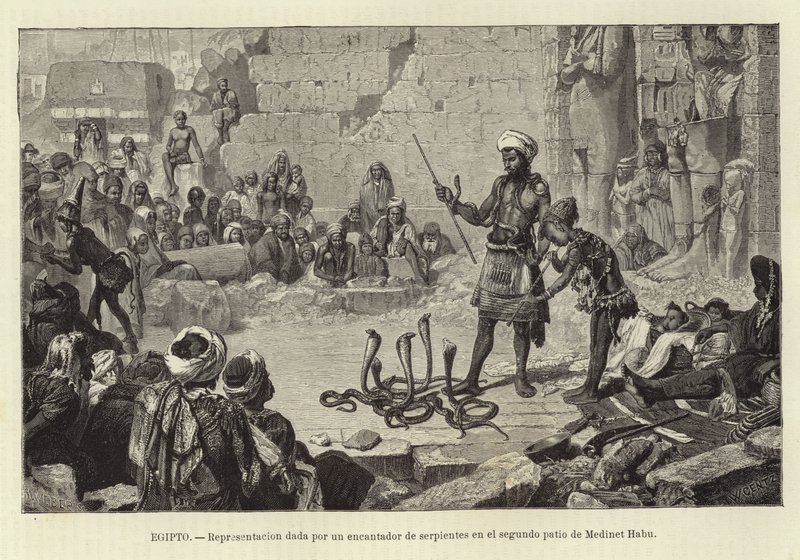 Egypt - Demonstration by a Snake Charmer by European School
