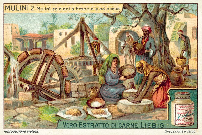 Egyptian hand and water driven mills by European School
