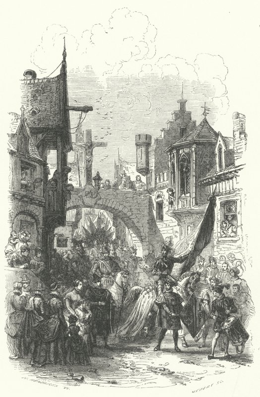 Entry of a chamber of rhetoric, a drama society, into Antwerp by European School