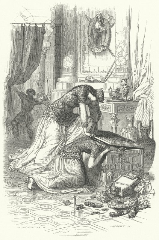 Fredegund, Queen of Chilperic I, Attempting to Kill Her Daughter Rigunth by European School