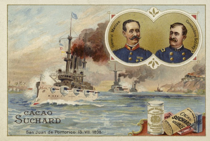 General Manuel Macias and Commodore Winfield Scott Schley, San Juan de Puerto Rico, Spanish-American War, 13 July 1898 by European School