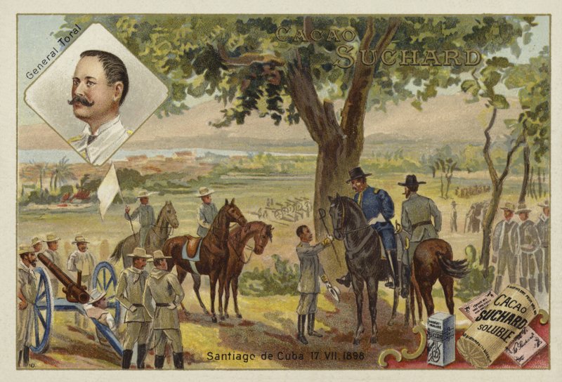 General Toral and the surrender of the Spanish after the Siege of Santiago de Cuba, Spanish-American War, 17 July 1898 by European School