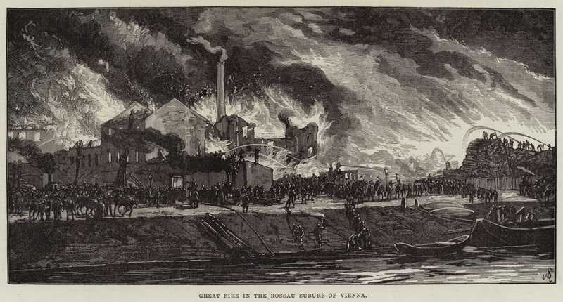 Great Fire in the Rossau Suburb of Vienna by European School