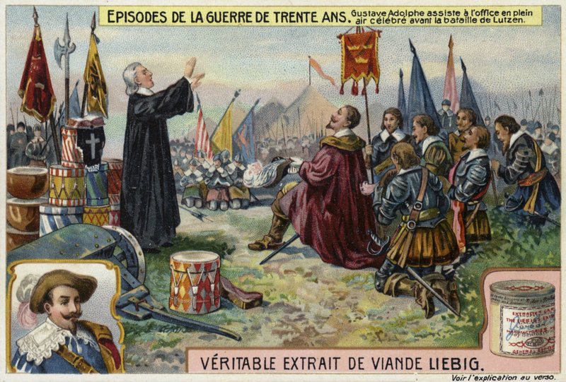 Gustavus Adolphus of Sweden Attends an Open Air Service Before the Battle of Lutzen, Germany, 1632 by European School
