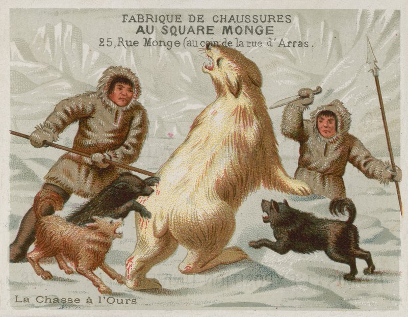 Hunting Polar Bears with Dogs by European School