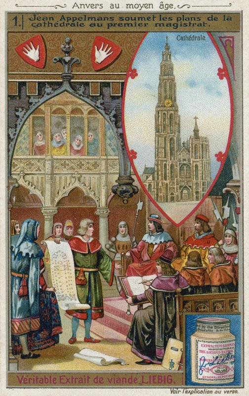 Jan Appelmans submitting his plans for the Cathedral of Our Lady to the First Magistrate, 14th Century by European School