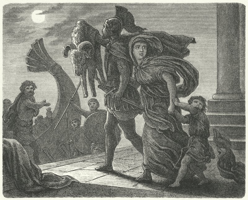 Jason escaping from Colchis with Medea and the Golden Fleece on the Argo by European School
