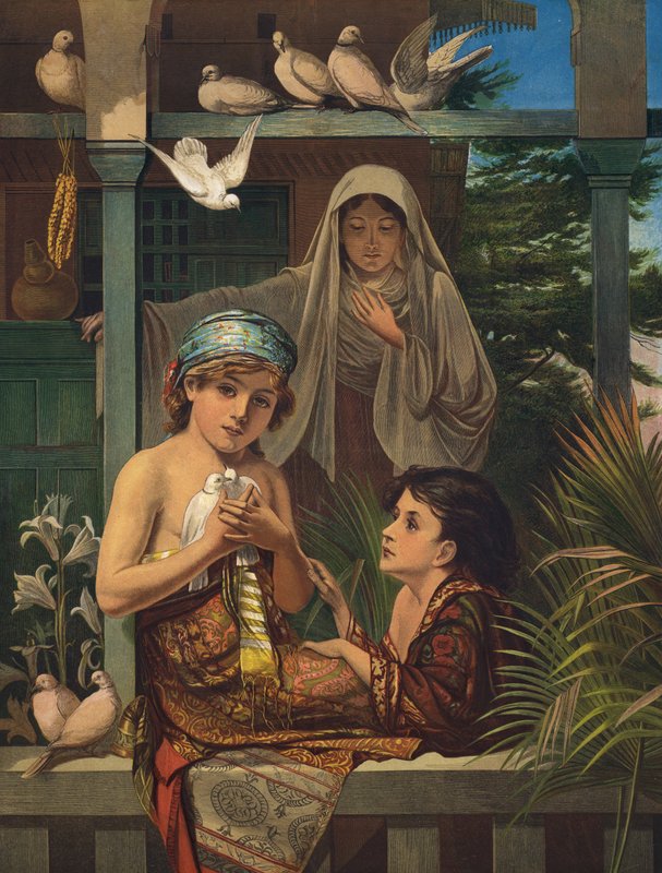 Jesus Christ and John The Baptist as boys, with the Virgin Mary by European School