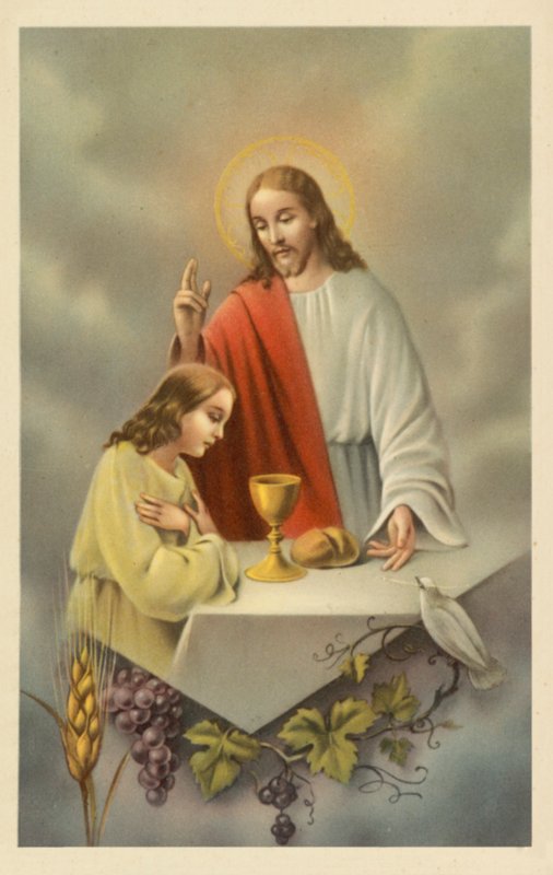 Jesus Christ blessing a girl taking Holy Communion by European School