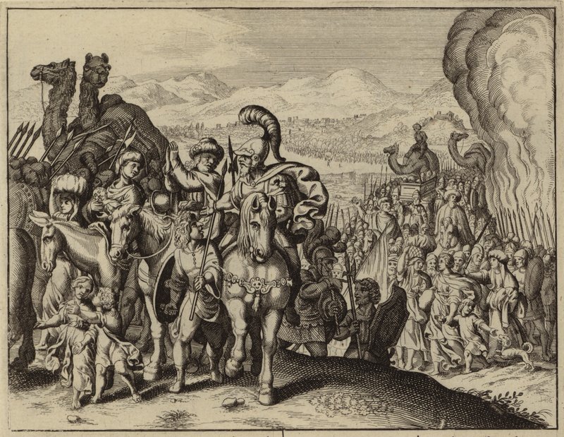 Joshua and the Israelites Crossing the River Jordan and Entering Canaan by European School