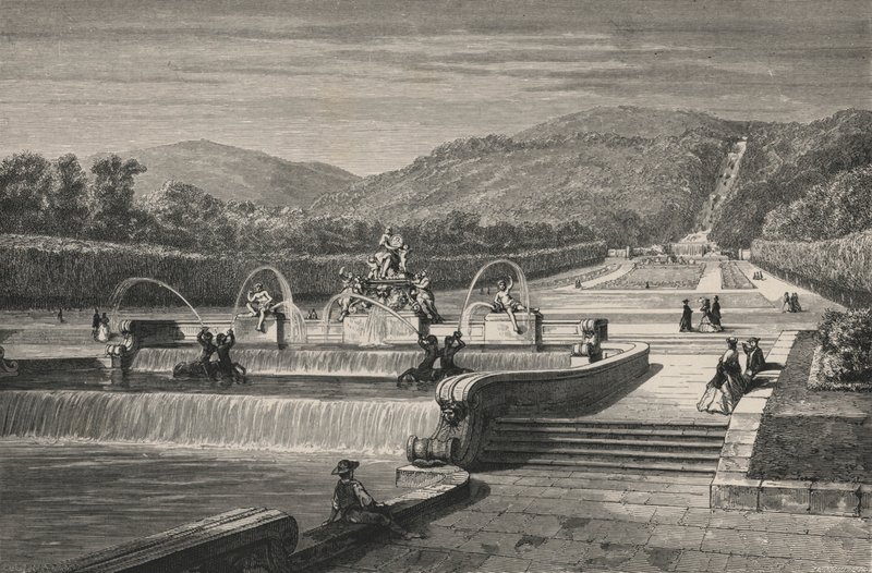 The Water Feature and the Cascade, at Caserta (engraving) by European School