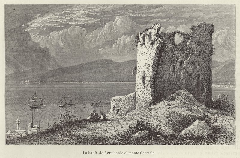The Bay of Acre from Mount Carmel by European School