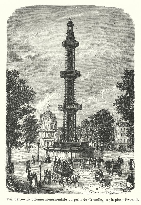 The Monumental Column of the Grenelle Well, on Place Breteuil (engraving) by European School