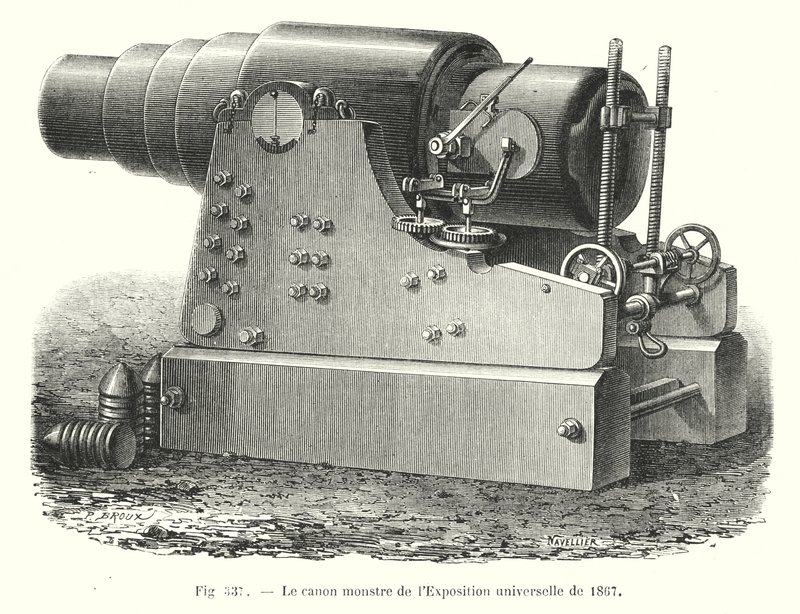 The Monster Cannon of the 1867 Universal Exposition (engraving) by European School
