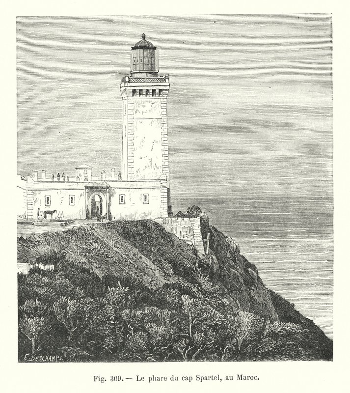 The Lighthouse at Cape Spartel, Morocco (engraving) by European School