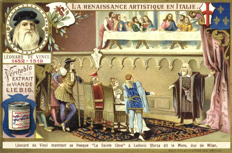 Leonardo da Vinci showing his fresco of the Last Supper to Ludovico Sforza, Duke of Milan by European School