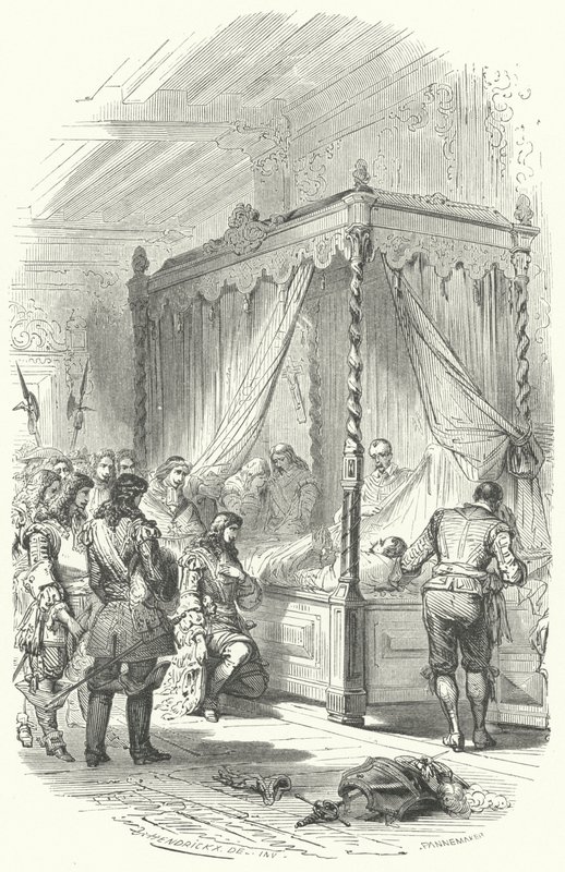 Louis XIV of France paying his respects to the dead body of Jean V d
