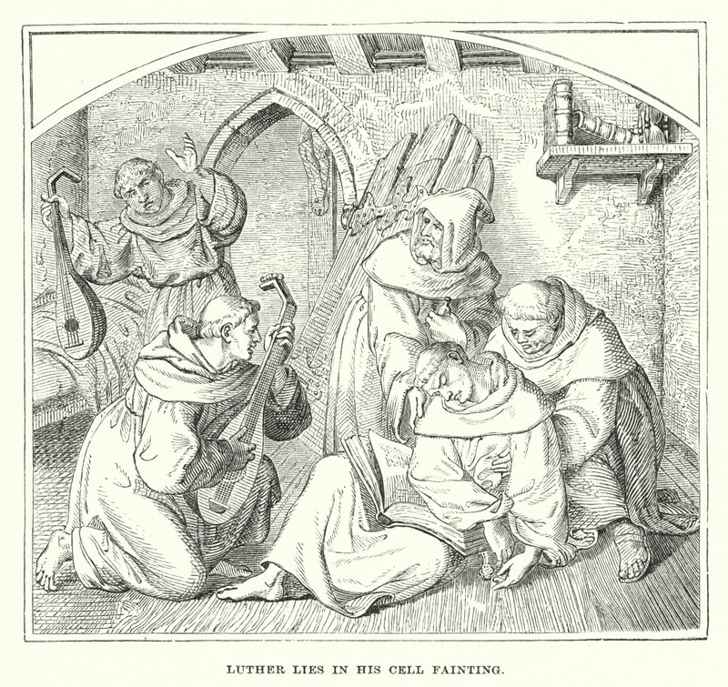 Luther Lies in His Cell Fainting by European School