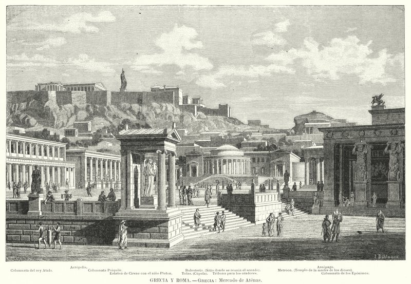 Market of Athens, Ancient Greece by European School
