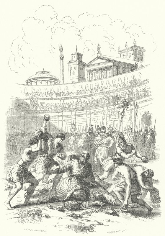 Martyrdom of the first Christians at the hands of the Romans by European School