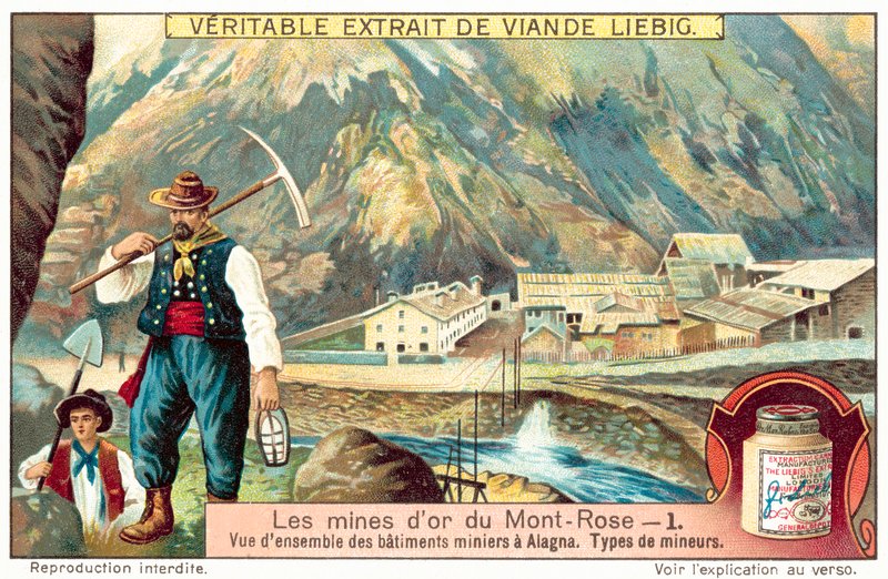 Miners and mine buildings at the Monte Rosa gold mines, Italy by European School