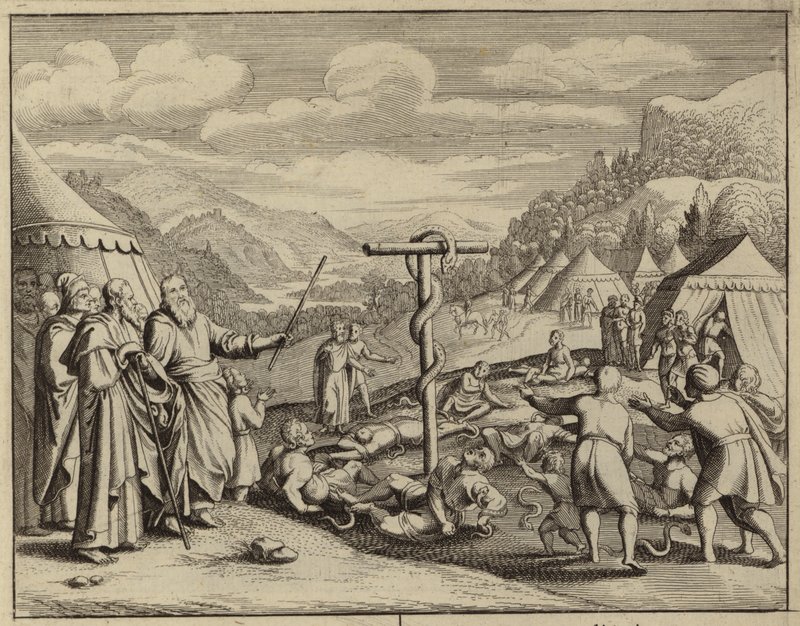 Moses and the brazen serpent by European School