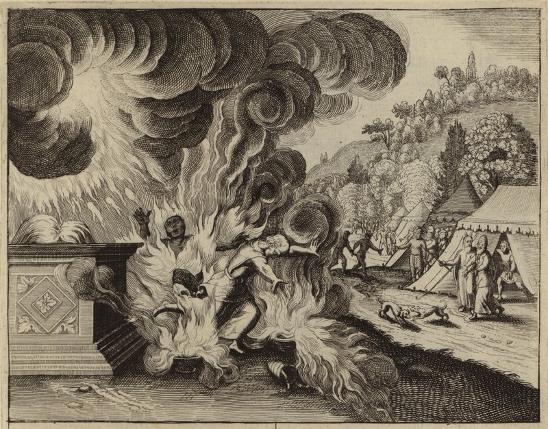 Nadab and Abihu consumed by fire for disobeying God