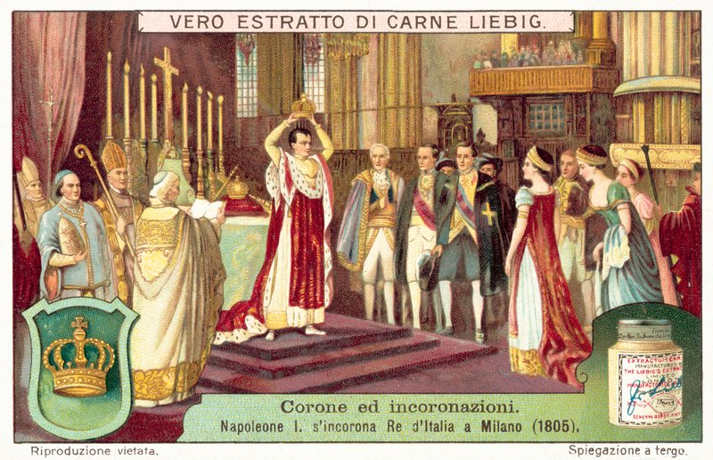 Napoleon Bonaparte crowning himself King of Italy at Milan by European School