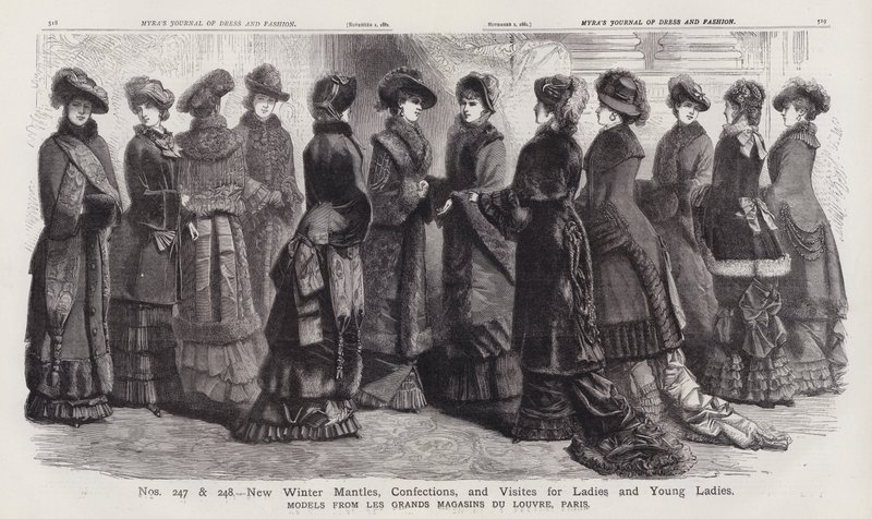 New Winter Mantles, Confections, and Visites for Ladies and Young Ladies, Models from Les Grands Magasins du Louvre, Paris by European School