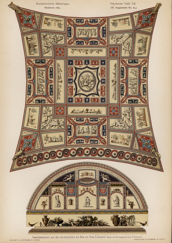 Painted Vault of a Roman Tomb on the Via Latina, Rome by European School