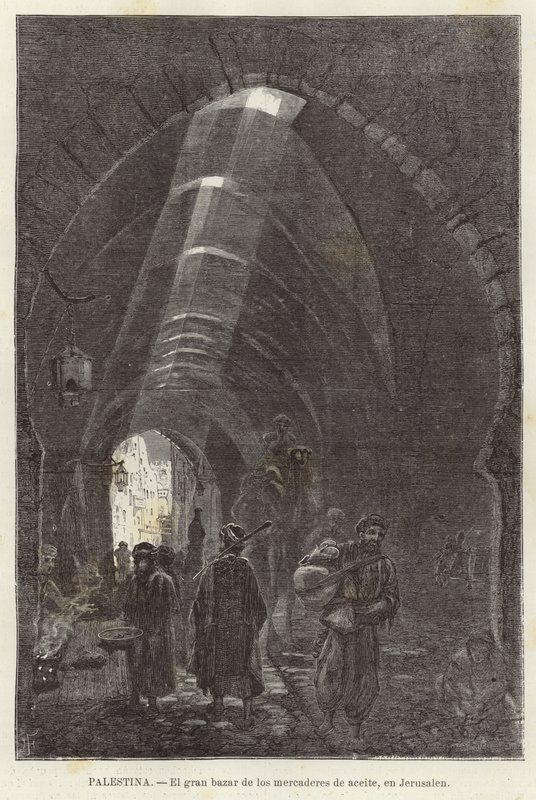 Palestine, The Great Bazaar of Oil Merchants, in Jerusalem by European School