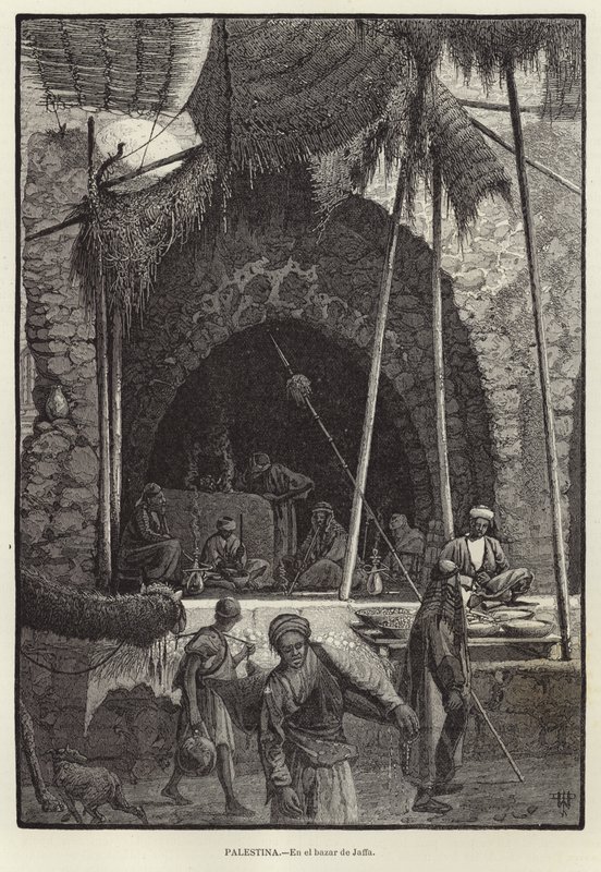 Palestine, In the Bazaar of Jaffa by European School