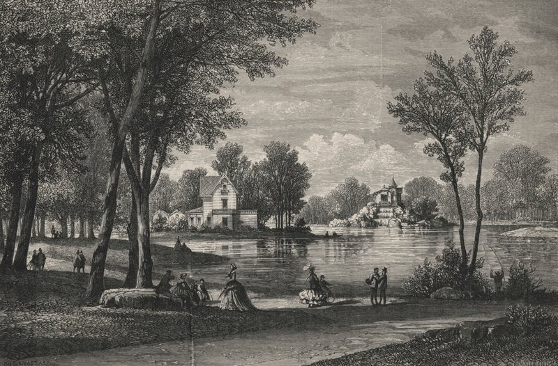 Park of Vesinet, Upper Lake (engraving) by European School