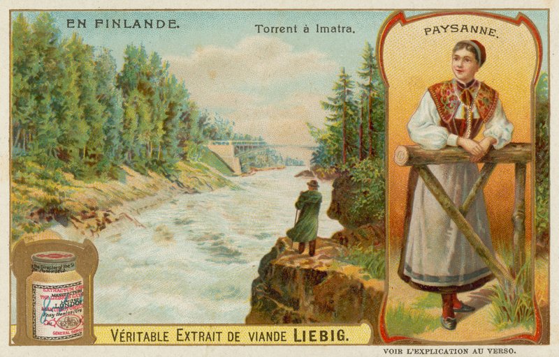 Peasant and Lmatra Waterfall by European School