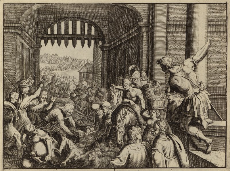 People of Samaria Plundering the Abandoned Camp of the Arameans by European School