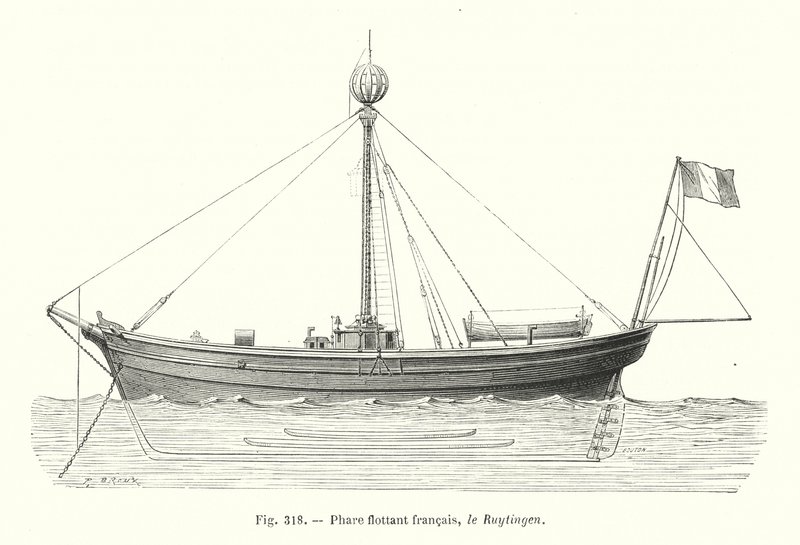 French Floating Lighthouse, the Ruytingen (engraving) by European School
